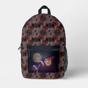 Monarch and Moon Purple Orange Abstract Printed Backpack