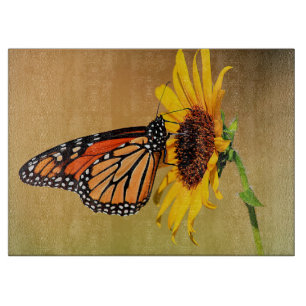 Monarch and Sunflower Cutting Board
