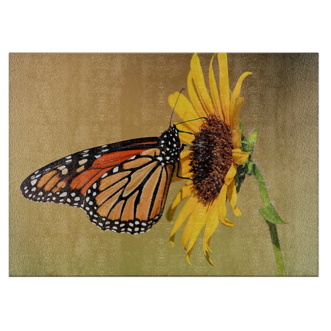 Monarch and Sunflower Cutting Board (Front)