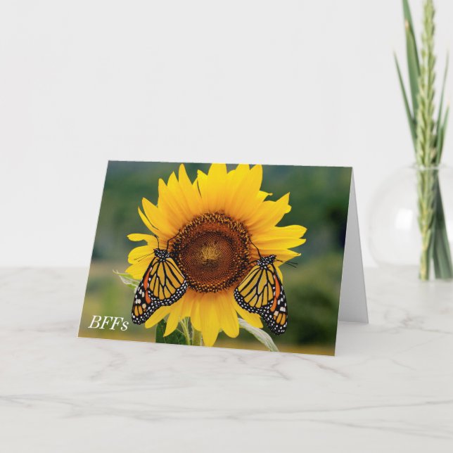 Monarch Butterfies on Sunflower Card (Front)
