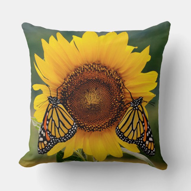 Monarch Butterfies on Sunflower Cushion (Front)