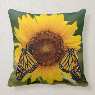 Monarch Butterfies on Sunflower Cushion
