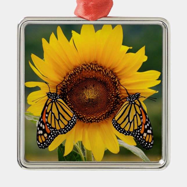 Monarch Butterfies on Sunflower Metal Tree Decoration (Front)