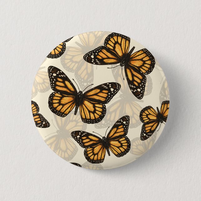 Monarch butterfles 6 cm round badge (Front)
