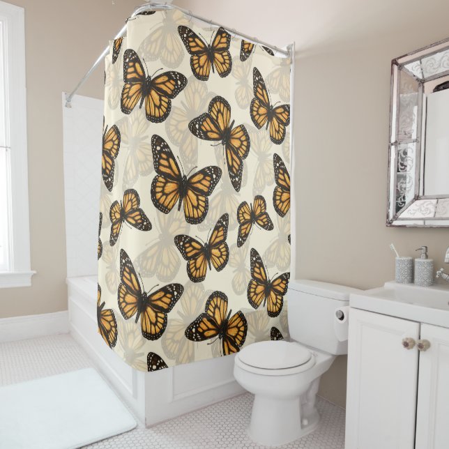 Monarch butterfles shower curtain (In Situ)