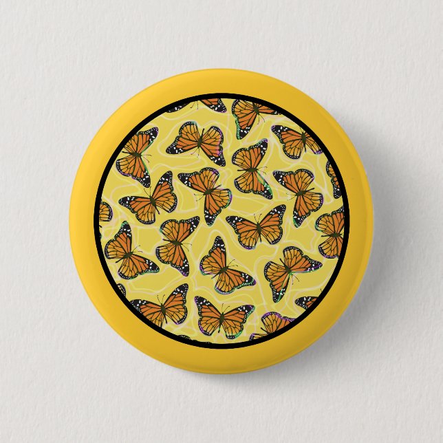 MONARCH BUTTERFLIES 6 CM ROUND BADGE (Front)