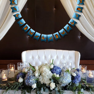 Monarch Butterflies Blue Ombre Bunting