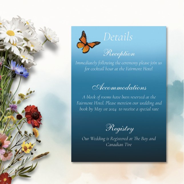 Monarch Butterflies Blue Ombre Enclosure Card (Creator Uploaded)
