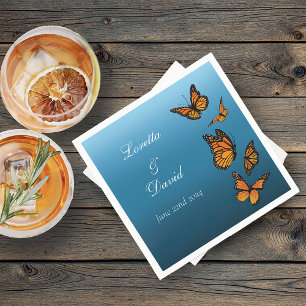 Monarch Butterflies Blue Ombre Napkin