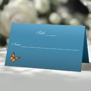 Monarch Butterflies Blue Ombre Place Card