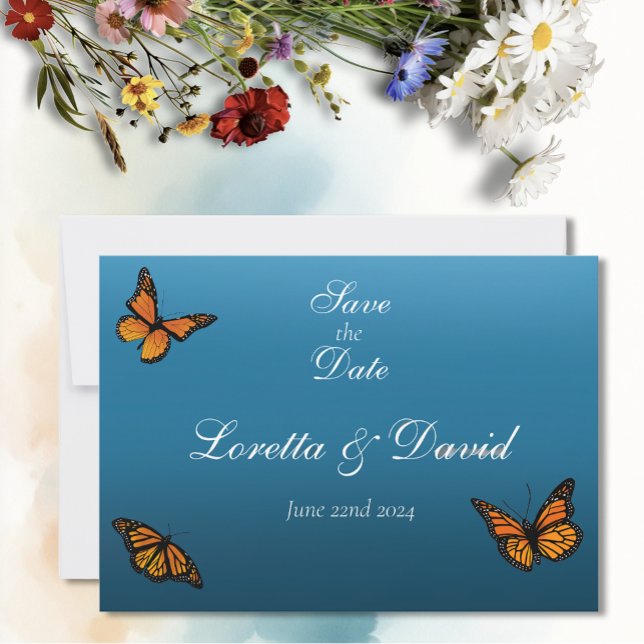 Monarch Butterflies Blue Ombre Save The Date (Creator Uploaded)
