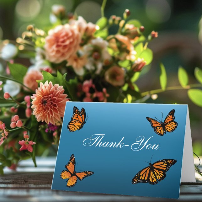 Monarch Butterflies Blue Ombre Thank You Card (Creator Uploaded)