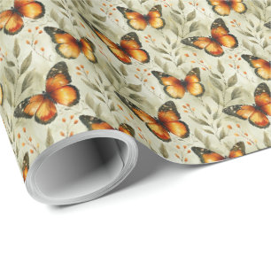 Monarch Butterflies Botanical Wrapping Paper