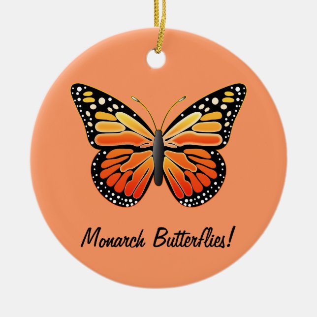 Monarch Butterflies Ceramic Ornament (Front)