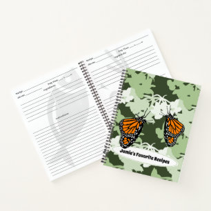 Monarch Butterflies Custom Name Favourite Recipe Notebook
