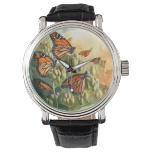 Monarch Butterflies Gathering REF217 - Watercolor Watch