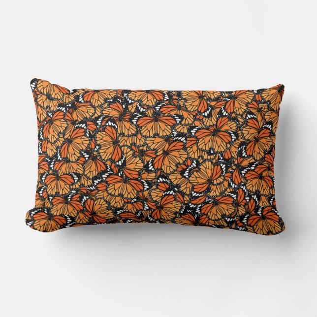 Monarch Butterflies Lumbar Throw Pillow (Front)