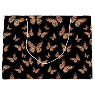 Monarch Butterflies on Black Large Gift Bag