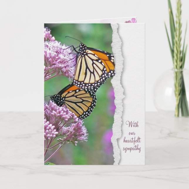 Monarch Butterflies on Milkweed Sympathy Card (Front)