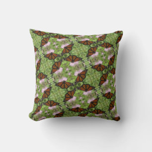Monarch Butterflies on Pink Thistle Pillow