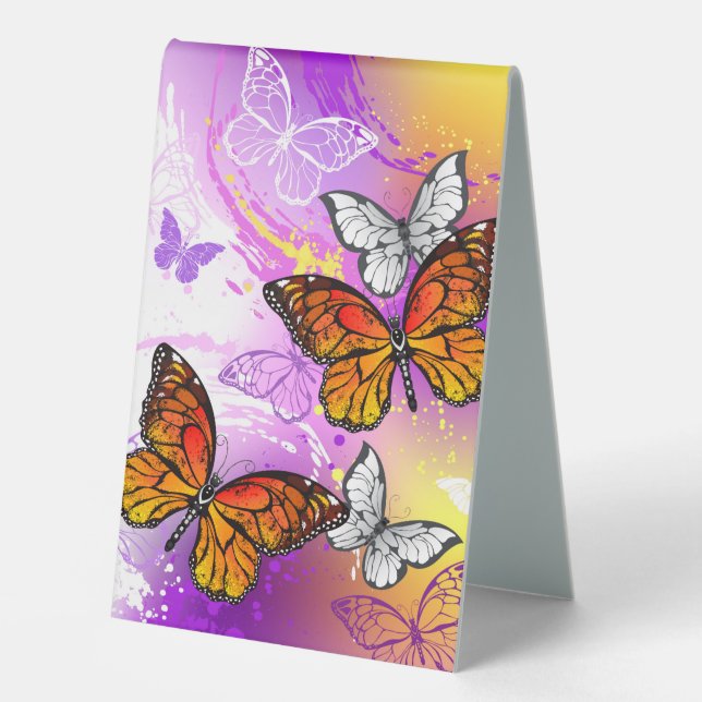 Monarch Butterflies on Purple Background (Front)