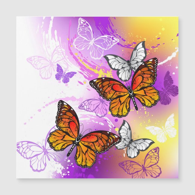 Monarch Butterflies on Purple Background (Front)