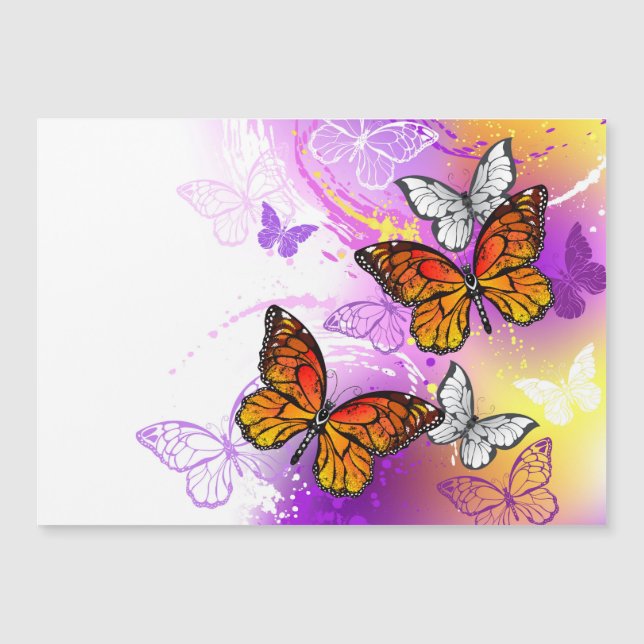 Monarch Butterflies on Purple Background (Front)