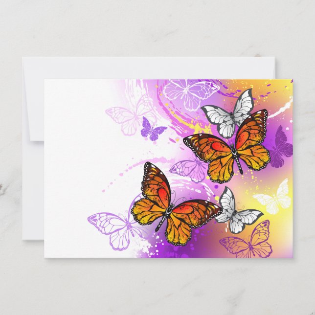 Monarch Butterflies on Purple Background (Front)