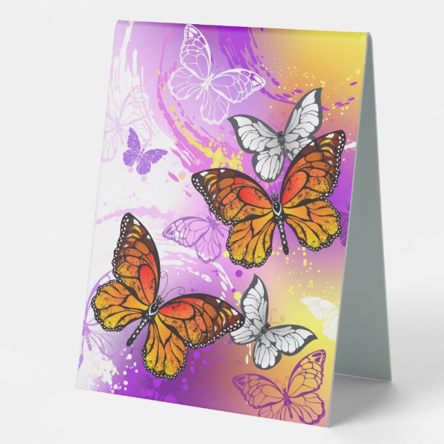 Monarch Butterflies on Purple Background (Front)