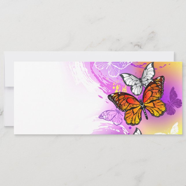 Monarch Butterflies on Purple Background Announcement (Front)