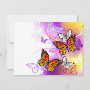 Monarch Butterflies on Purple Background Announcement