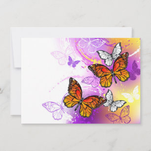 Monarch Butterflies on Purple Background Announcement