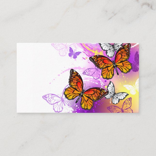 Monarch Butterflies on Purple Background Calling Card (Front)
