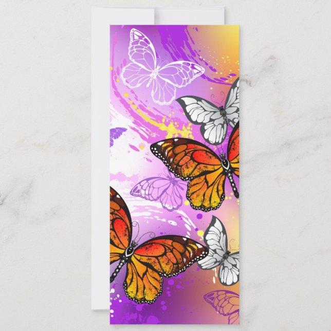 Monarch Butterflies on Purple Background Card (Front)