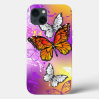 Monarch Butterflies on Purple Background