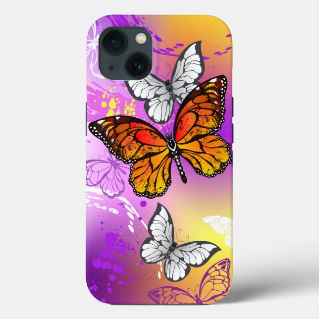Monarch Butterflies on Purple Background Case-Mate iPhone Case (Back)