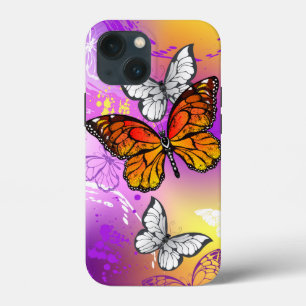 Monarch Butterflies on Purple Background iPhone 13 Mini Case