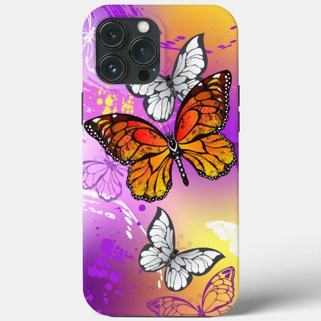 Monarch Butterflies on Purple Background Case-Mate iPhone Case (Back)