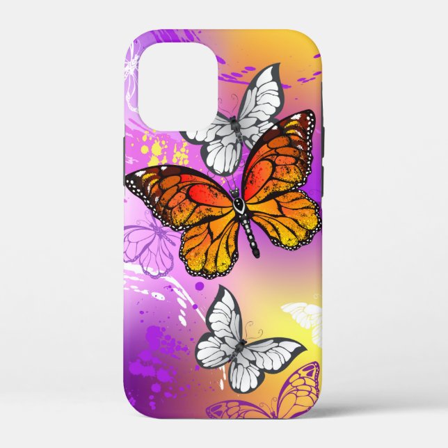 Monarch Butterflies on Purple Background Case-Mate iPhone Case (Back)