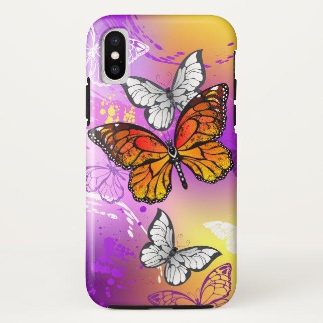Monarch Butterflies on Purple Background Case-Mate iPhone Case (Back)