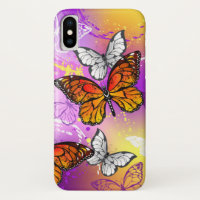 Monarch Butterflies on Purple Background