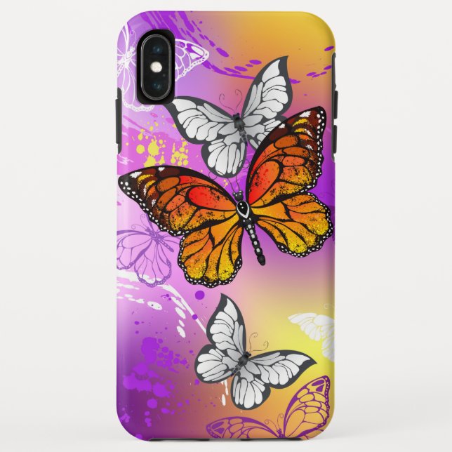 Monarch Butterflies on Purple Background Case-Mate iPhone Case (Back)
