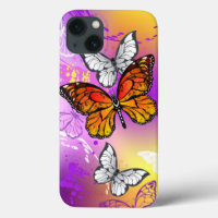 Monarch Butterflies on Purple Background
