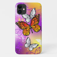 Monarch Butterflies on Purple Background
