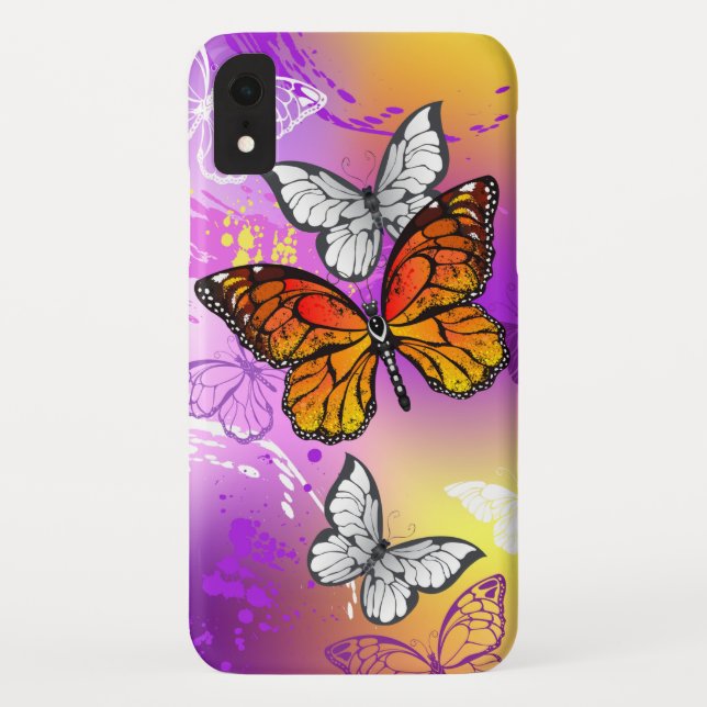 Monarch Butterflies on Purple Background Case-Mate iPhone Case (Back)