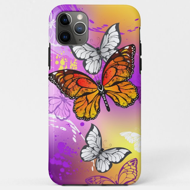 Monarch Butterflies on Purple Background Case-Mate iPhone Case (Back)