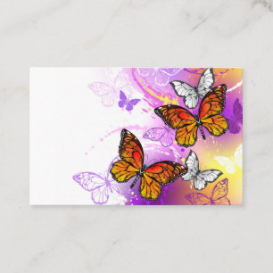 Monarch Butterflies on Purple Background Discount Card