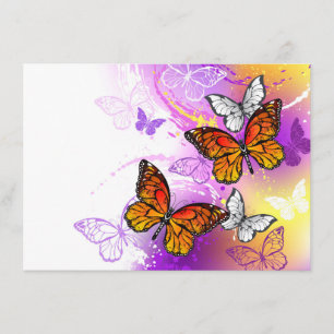 Monarch Butterflies on Purple Background Enclosure Card