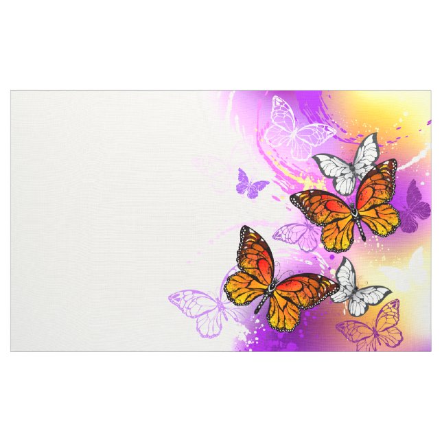 Monarch Butterflies on Purple Background Fabric (Yard)