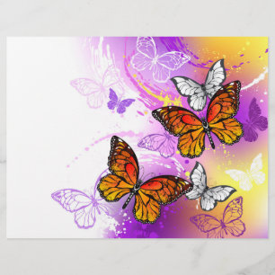 Monarch Butterflies on Purple Background Flyer